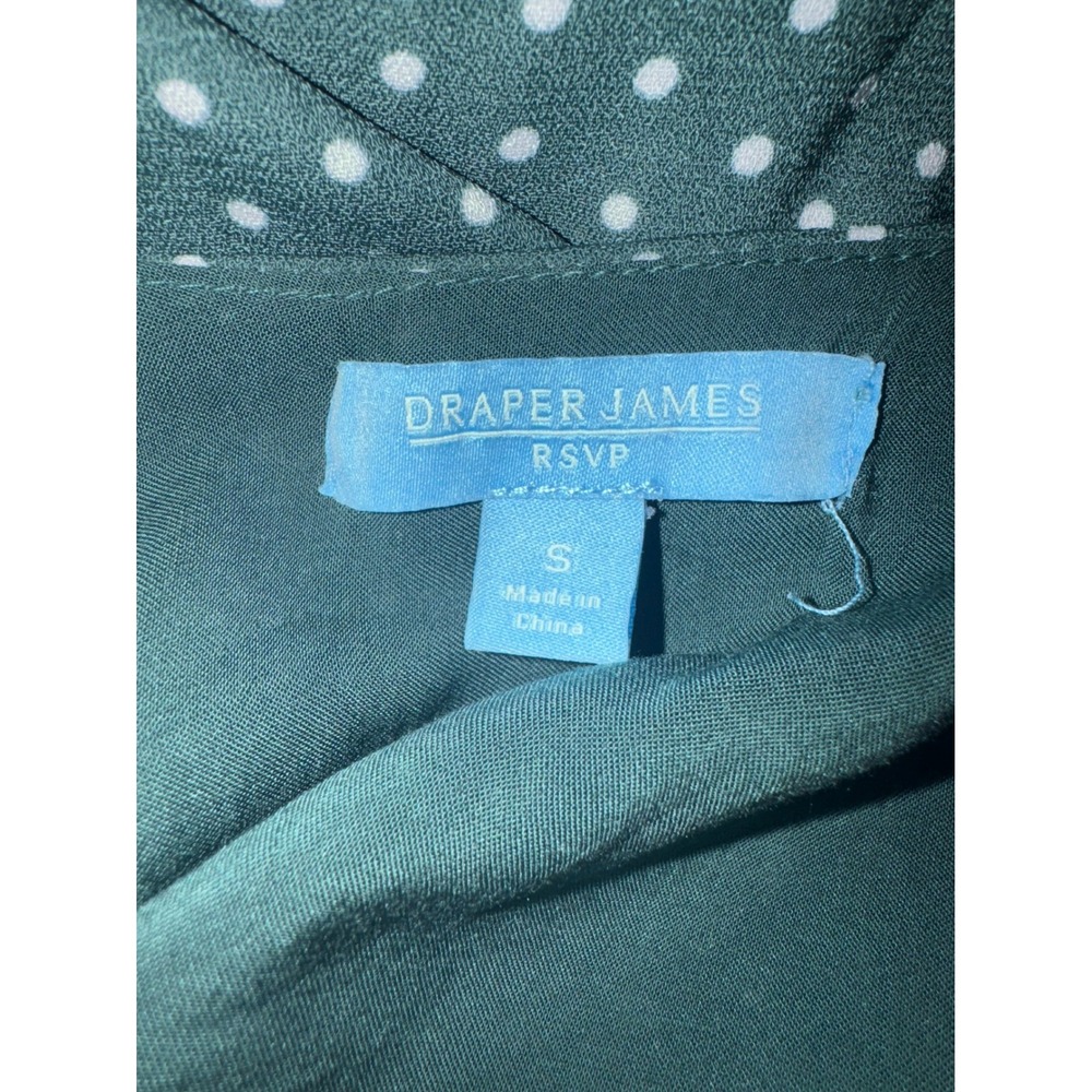 Draper James RSVP Midi Dress Womens Small Green Polka Dot Smocked Waist V-Neck S - Picture 6 of 7